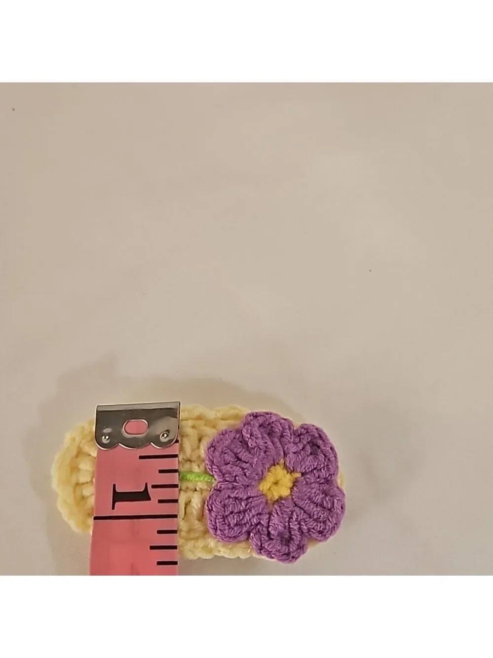 Hand Knit Crochet Hair Clip Handmade Purple Botanical